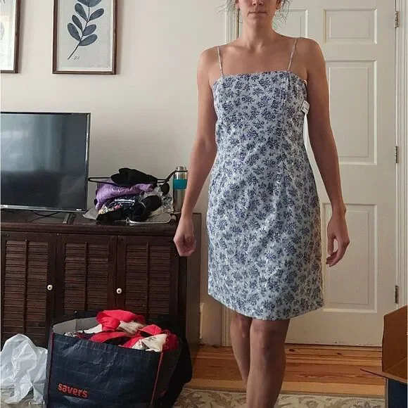navy blue dress for baby girl 90s Red Floral Slip Dress: Vintage Midi Viscose M/L main image 1